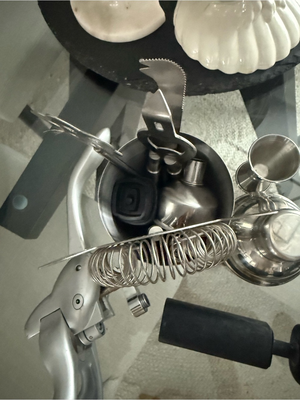 Stainless Steel Bar Tool Set with Spring Cocktail Strainer